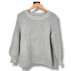 Aerie Gray Crew Neck Sweater with Ribbed Knit